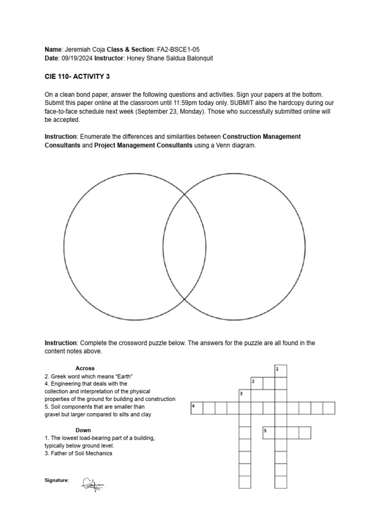 CIE 110 Activity 3 1 | PDF | Project Management | Construction Management