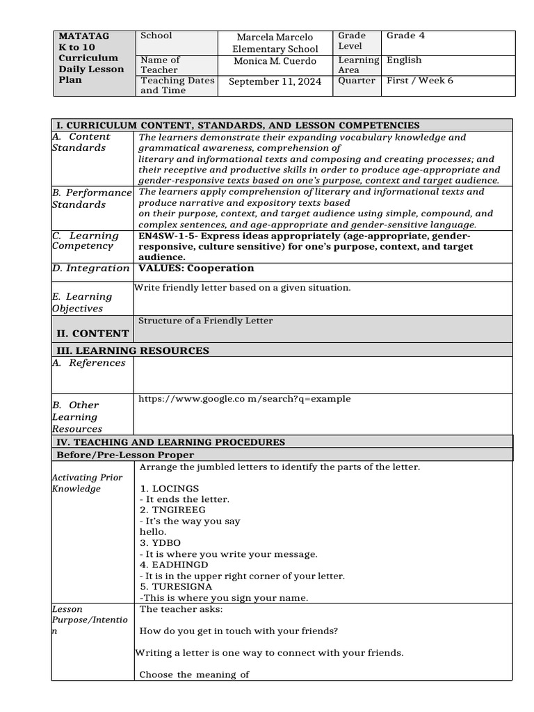 DLP Day 8 Week 6 - English 4 Quarter 1 | PDF | Reading Comprehension ...