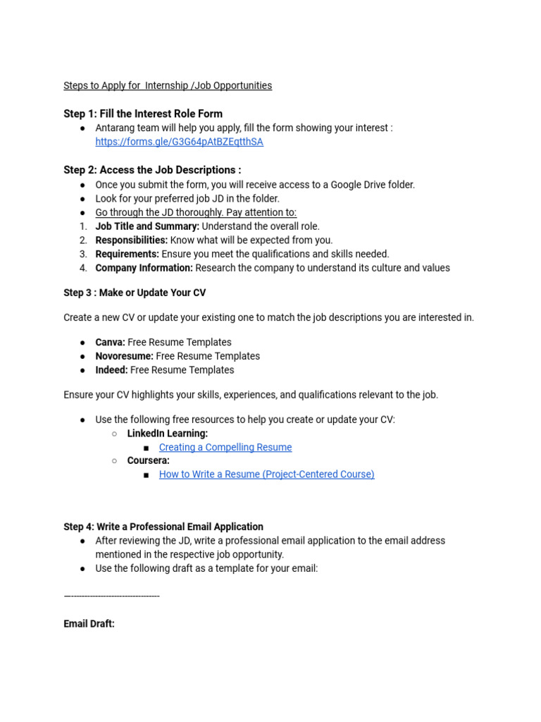 Internship Application Guide | PDF | Résumé