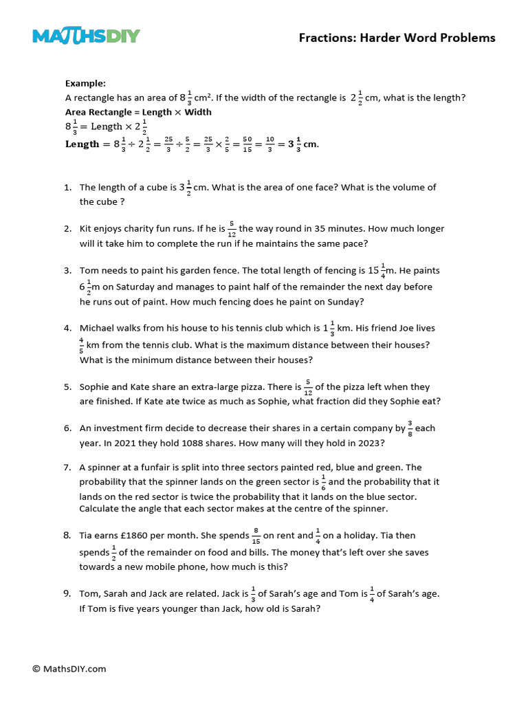 Advanced Fraction Word Problems | PDF | Length | Metrology