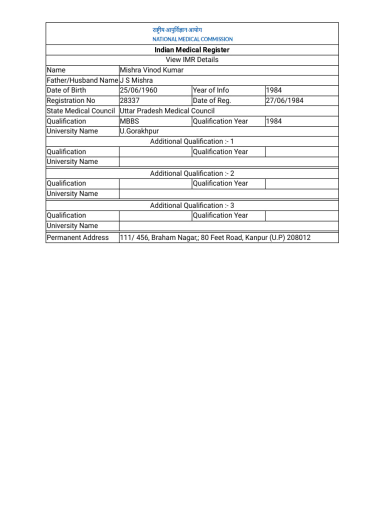 Indian Medical Register | PDF