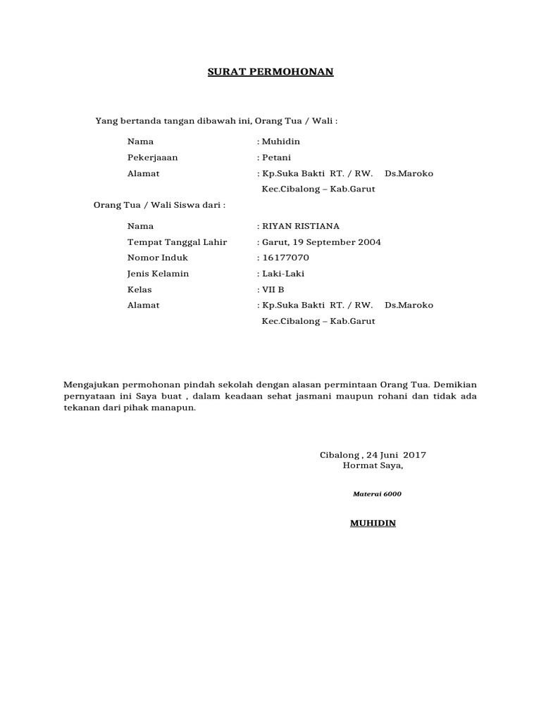 SURAT PERMOHONAN | PDF