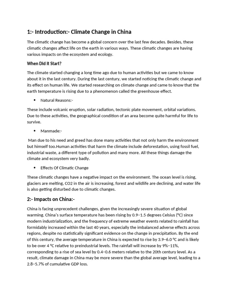 Climate Change in China Notes by Raza | PDF | Climate Change | Climate