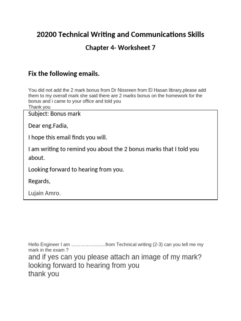 Email Corrections for Academic Inquiries | PDF