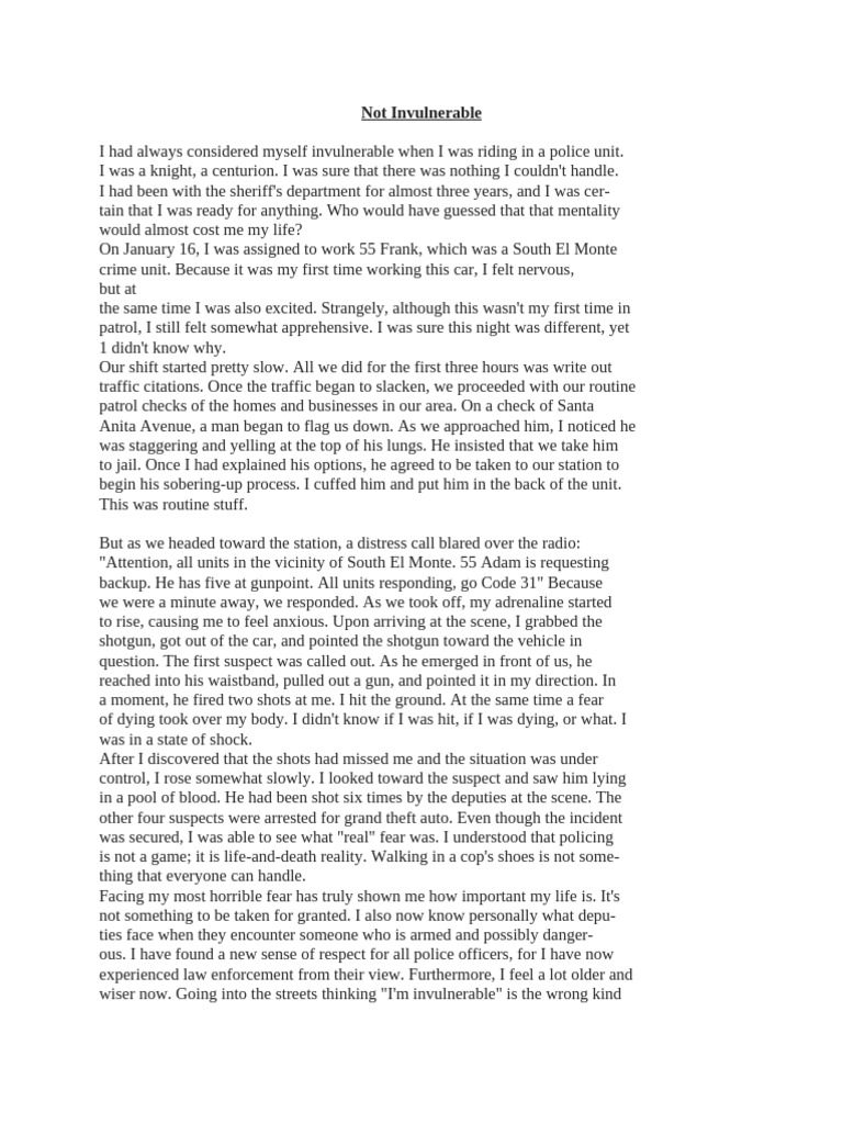 Week 9 3 Reading Critically Not Invulnerable | PDF | Paragraph | Crimes