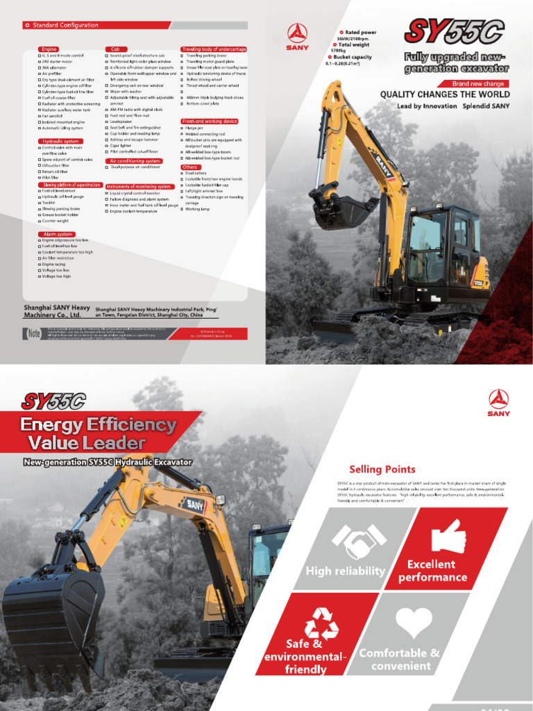 SANY SY55C Crawler Excavator | PDF