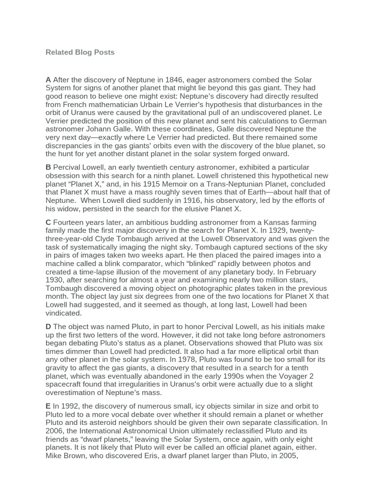 Matching Features Questions | PDF | Pluto | Planets