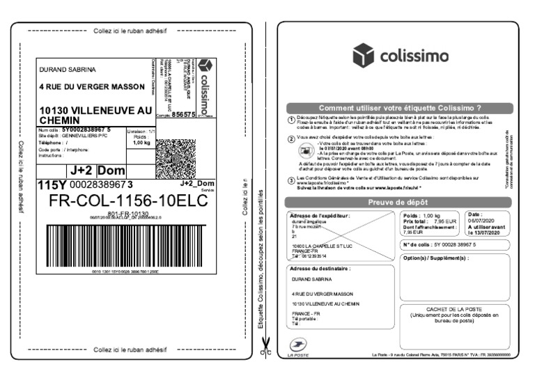 Instructions pour l'étiquette Colissimo | PDF | Services publics ...