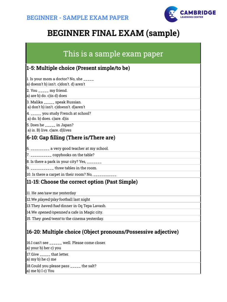 SAMPLE - Beginner FINAL | PDF | Trees | Language Families