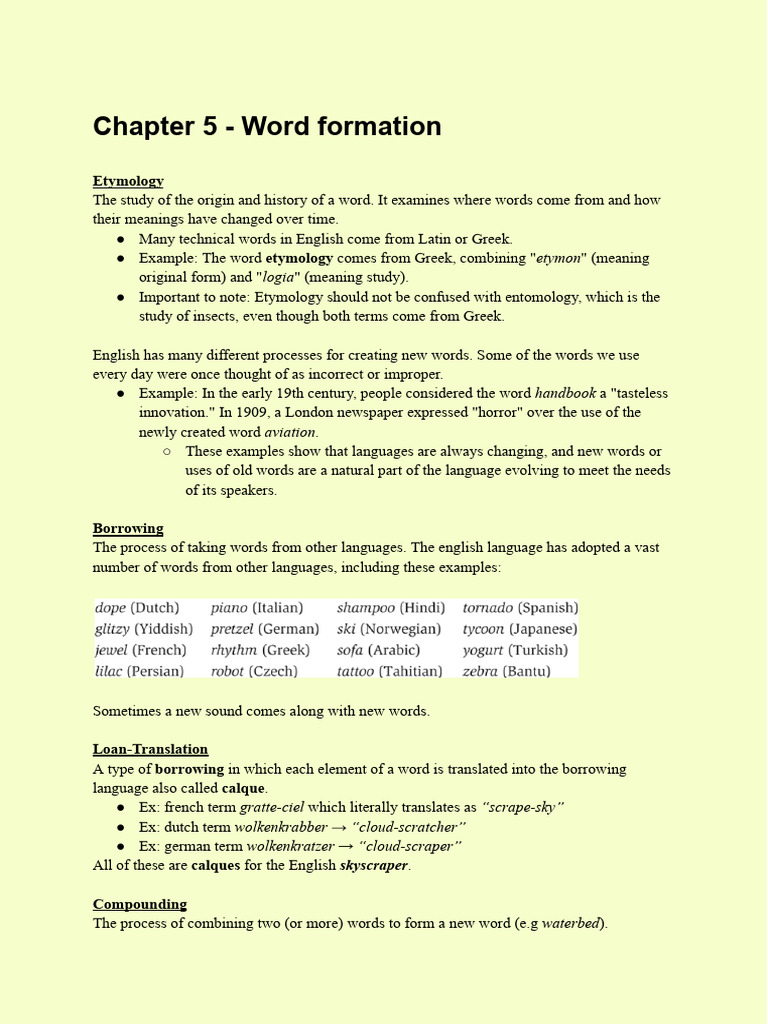 Linguistics - Intro - To - Word - Formation Notes | PDF | Syntax ...