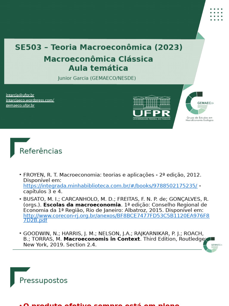 Pressupostos da Macroeconomia Clássica | PDF | Teoria Quantitativa da ...