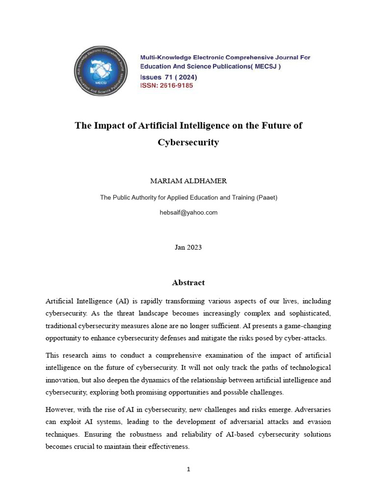 AI's Role in India's Cybersecurity Future | PDF | Security | Computer ...