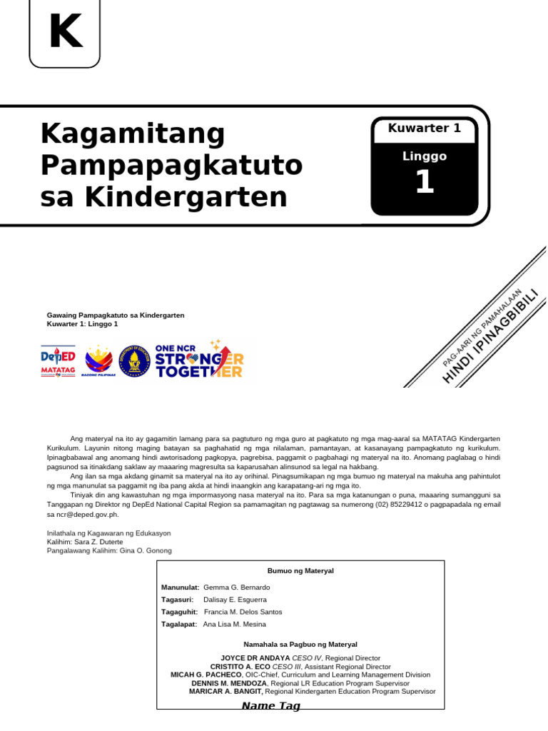 RevisedPDO - MATATAG WORKSHEET Q1 WEEK 1 - VER1 | PDF