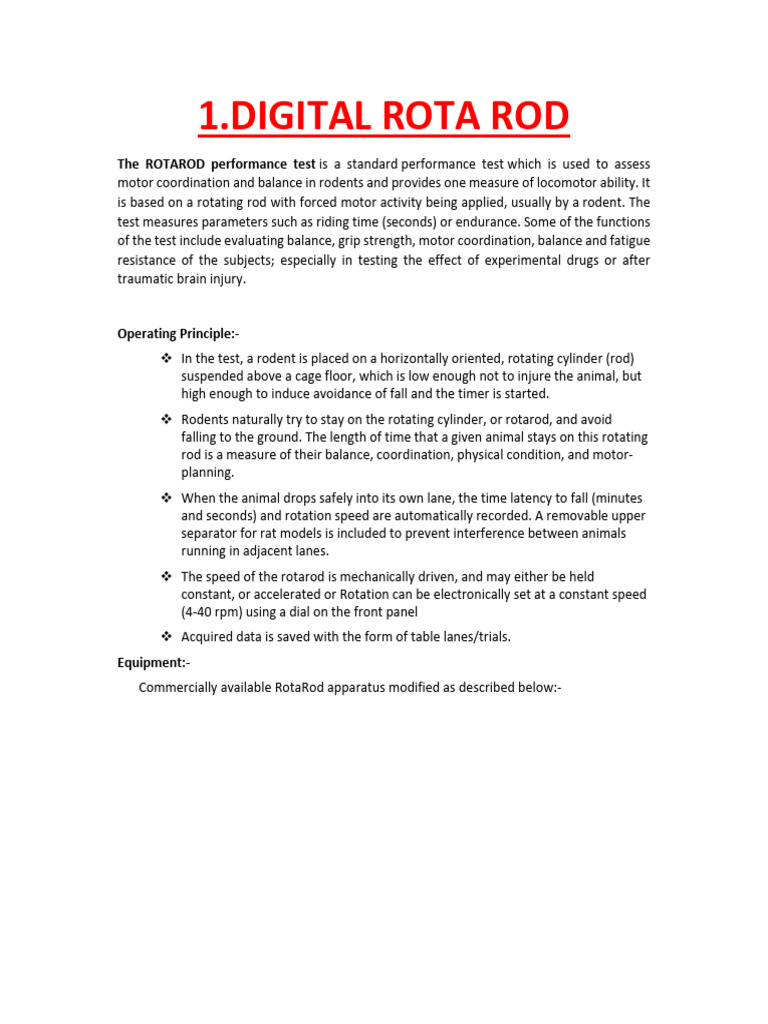 Rodent Motor Coordination Testing Methods | PDF | High Performance ...