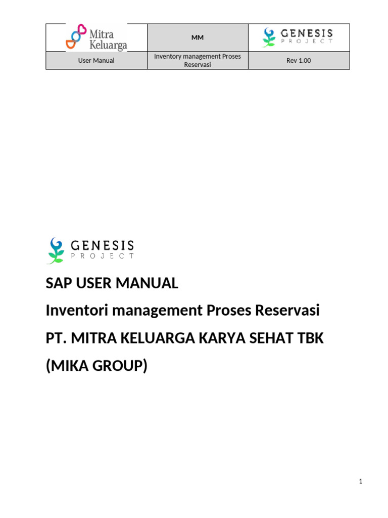 MM - Inventory Management Proses Reservasi | PDF
