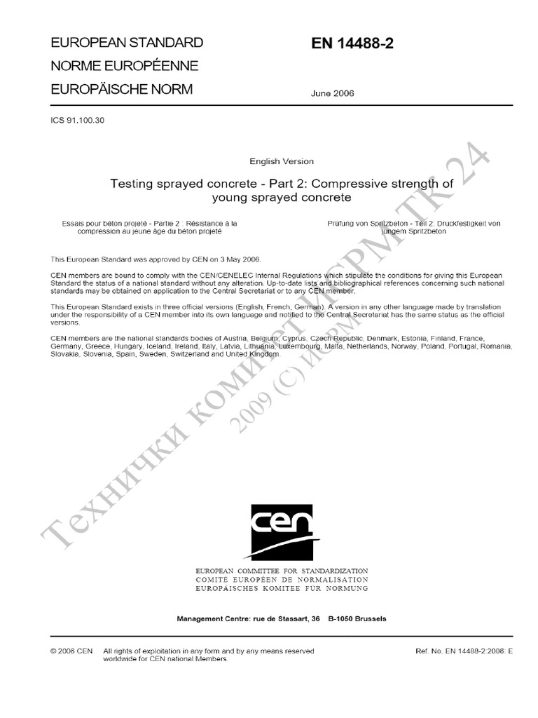 En 14488-2 Testing Sprayed Concrete | PDF