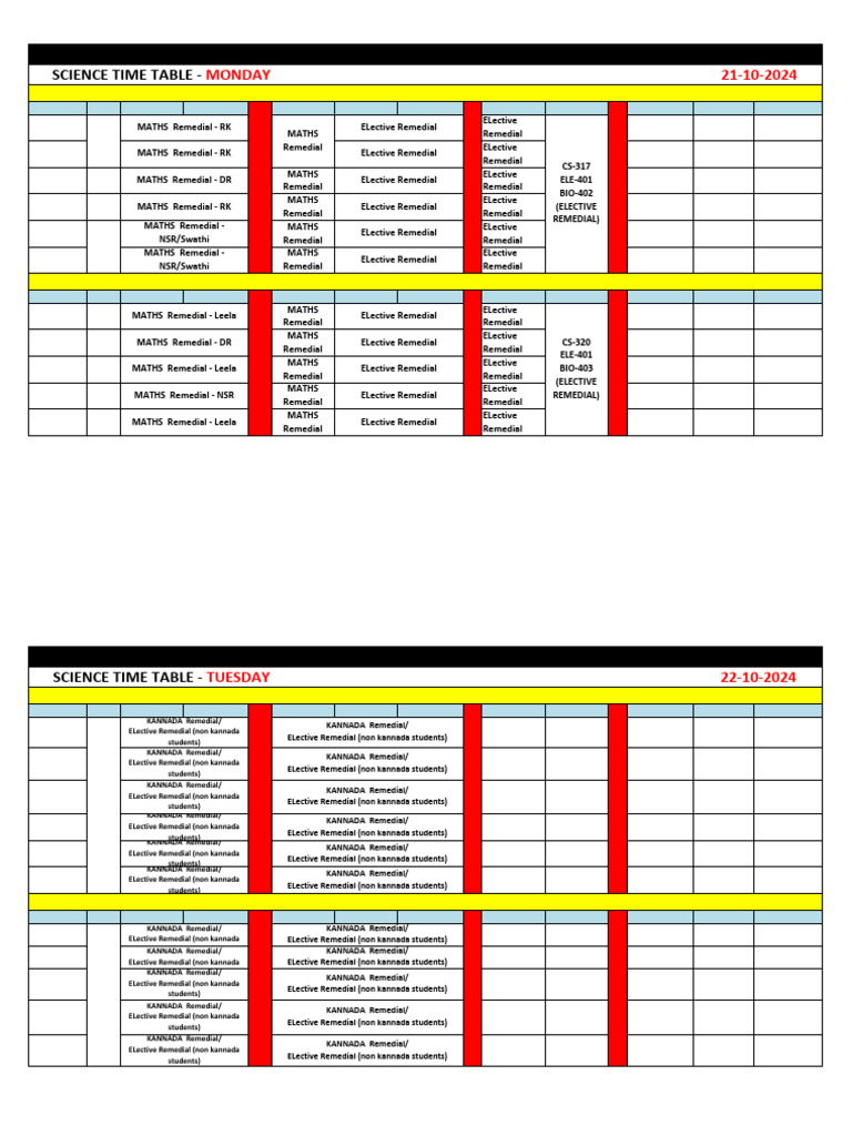 Science Timetable 21-10-2024 | PDF | Language Varieties And Styles ...