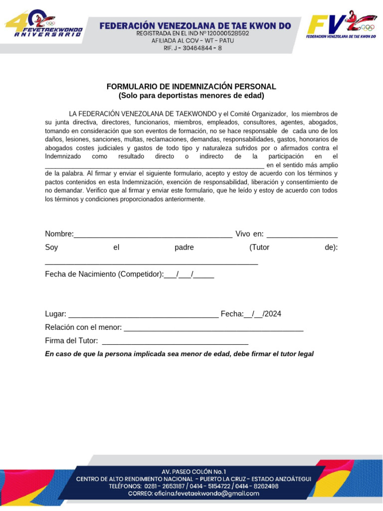 Indemnización para Deportistas Menores | PDF