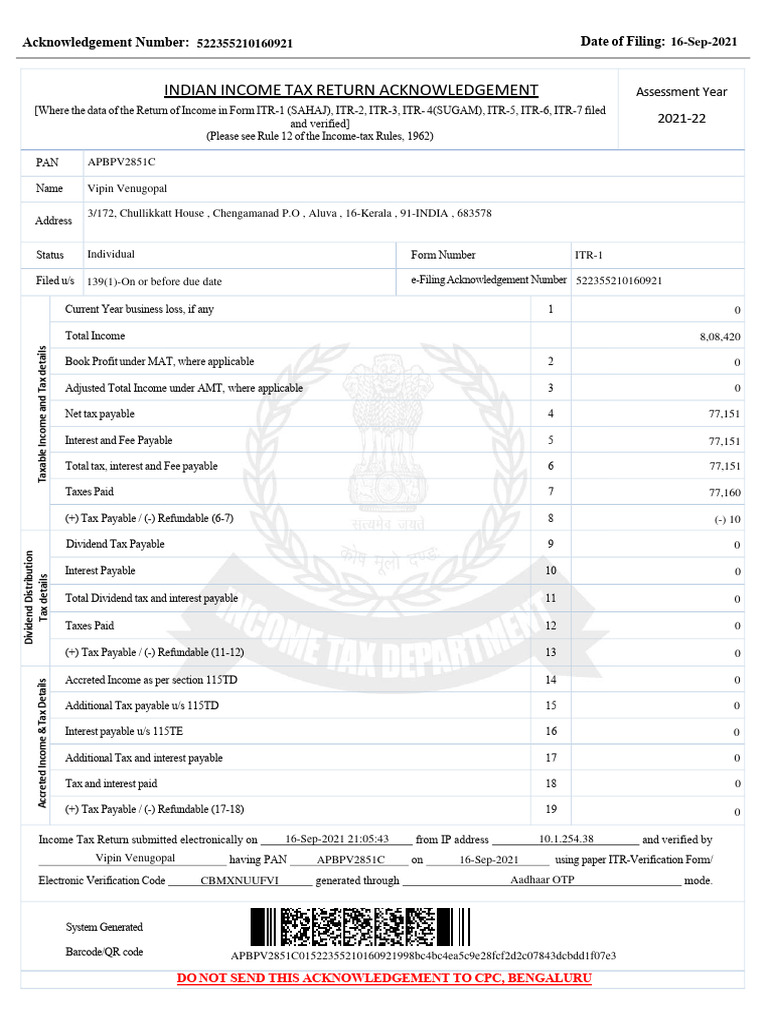 indian-income-tax-return-acknowledgement-acknowledgement-number-date