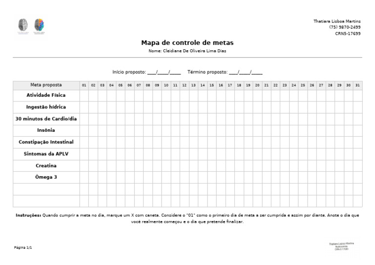Controle de Metas de Saúde e Bem-Estar | PDF