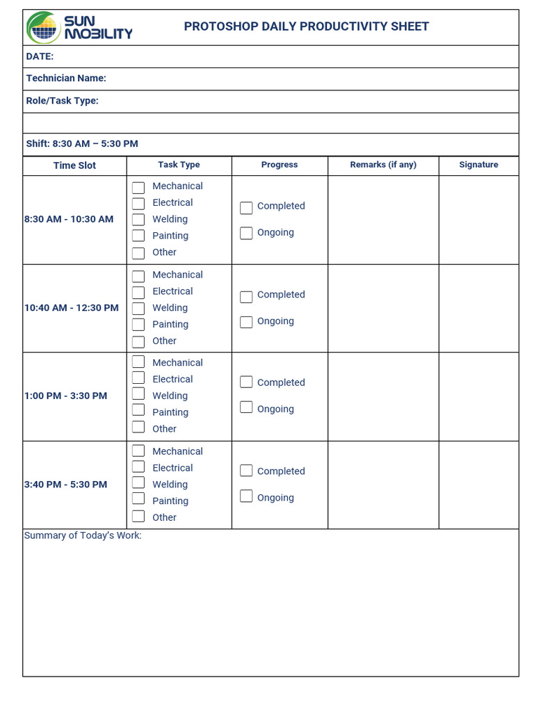 Protoshop Daily Productivity Log | PDF | Science & Mathematics