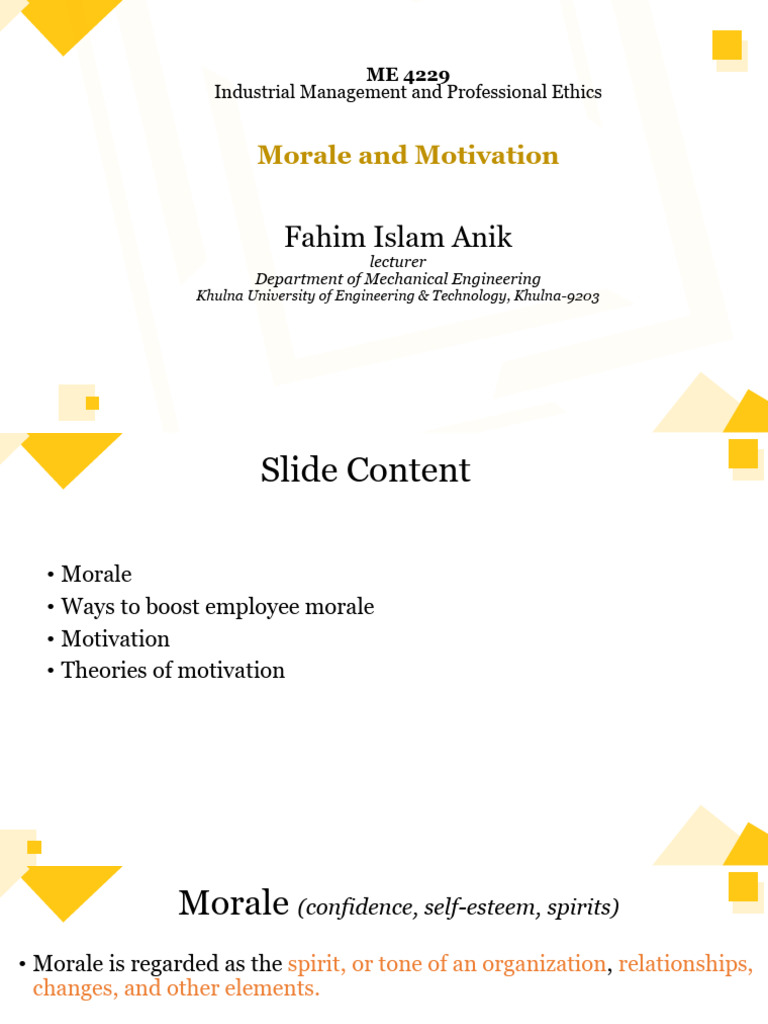 Morale and Motivation | PDF | Motivational | Motivation