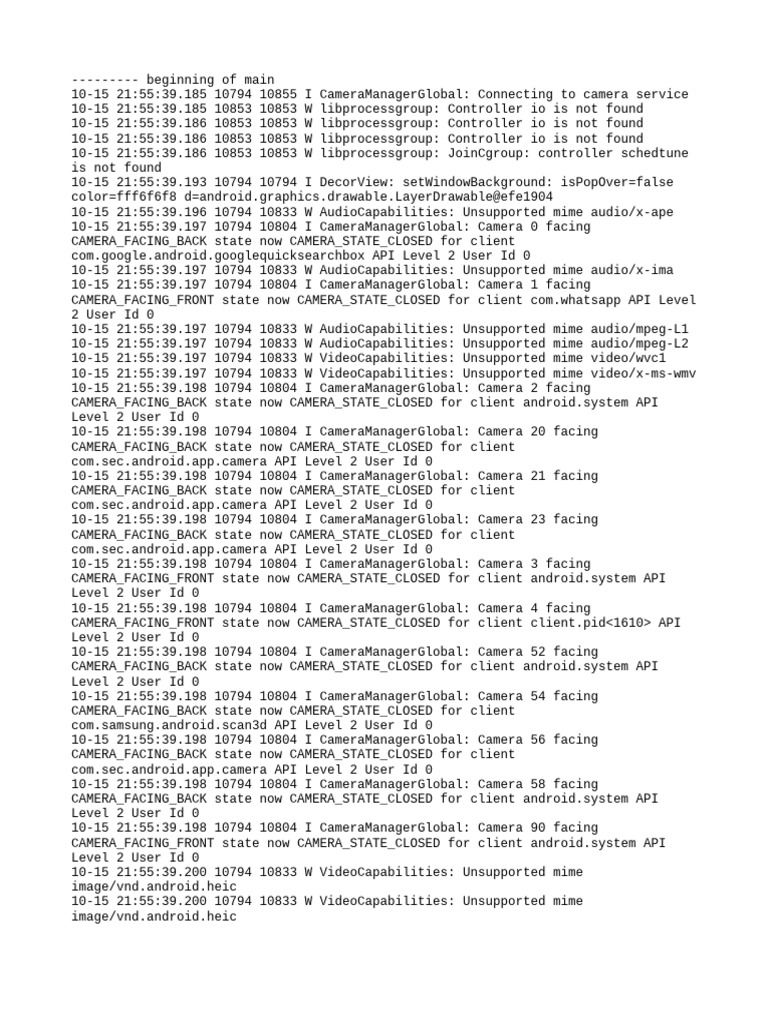 Camera Status and Error Logs | PDF | System Software | Software Development