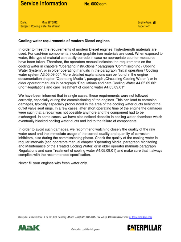 Cooling Water Treatment for Diesel Engines | PDF | Corrosion | Water