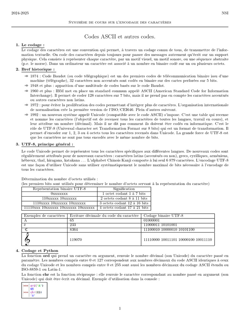 Encodage des caractères en UTF-8 | PDF | Codage des caractères | ASCII