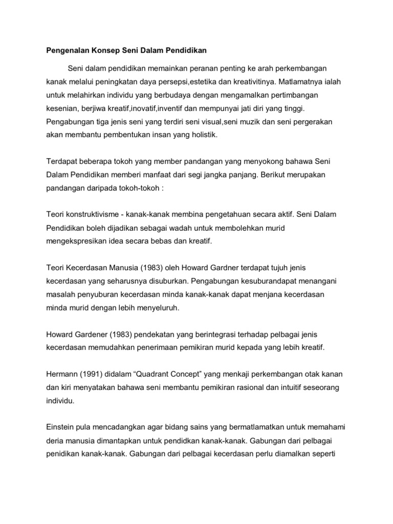 Seni Dalam Pendidikan Pdf