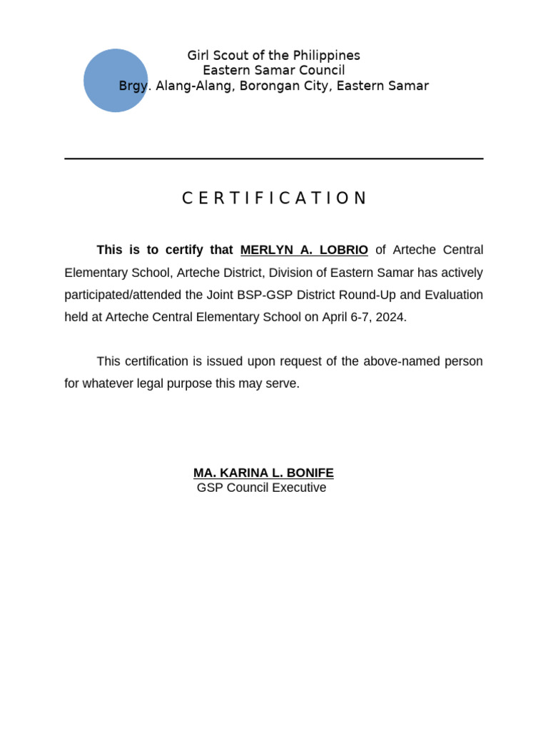 BSP GSP Certification PDF