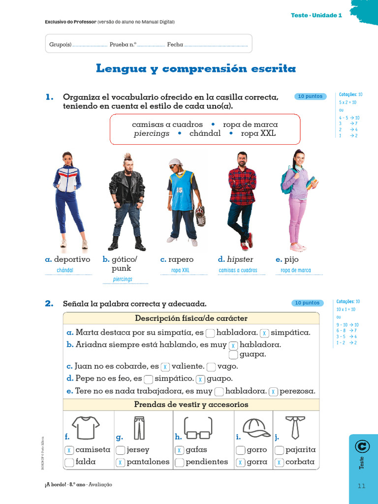 Bord8 Teste Prof Trad Ce Pe U1 C | PDF
