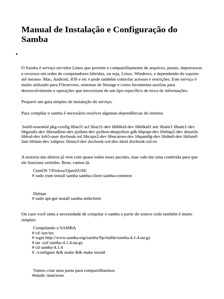 Guia de Instalação do Samba Linux | PDF | Distribuição Linux | Redes de ...
