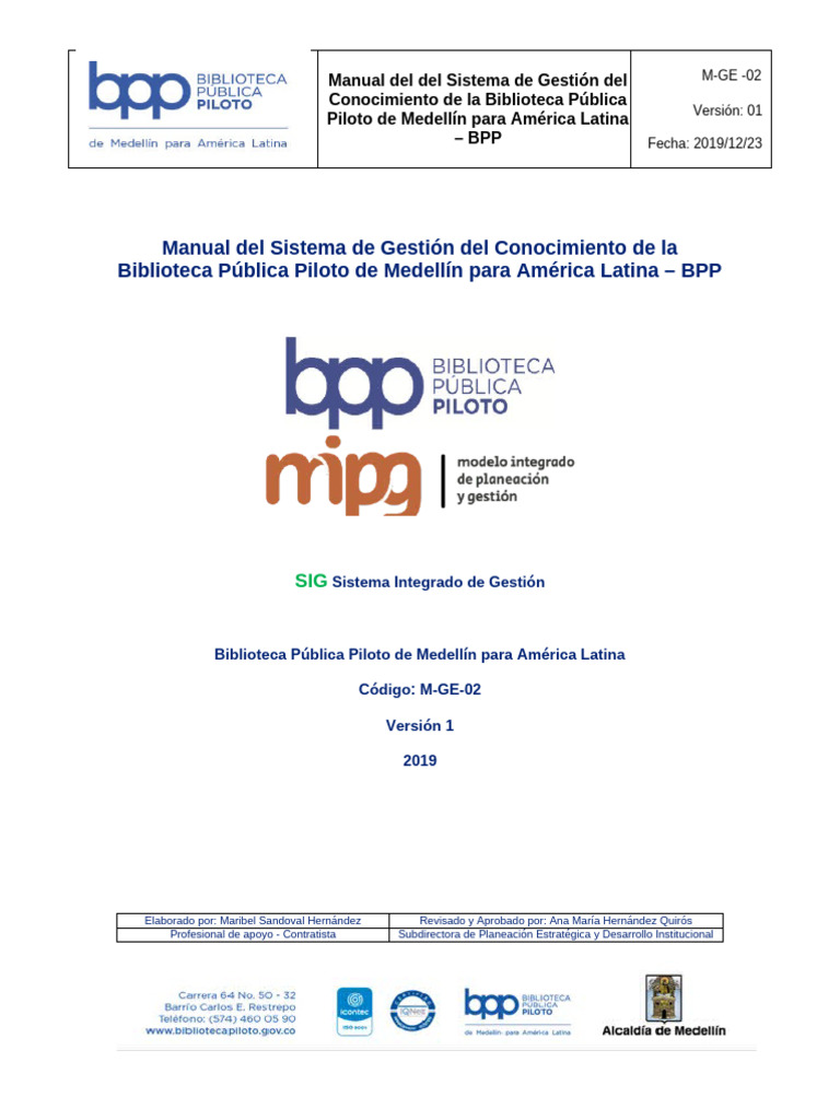 Manual Del Sistema de Gestion Del Conocimiento M Ge 02 | PDF ...