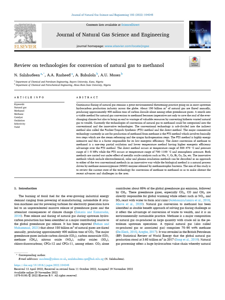Review | PDF | Natural Gas | Methane