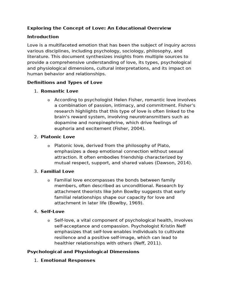 Understanding Love: Types and Impact | PDF | Love | Romance (Love)