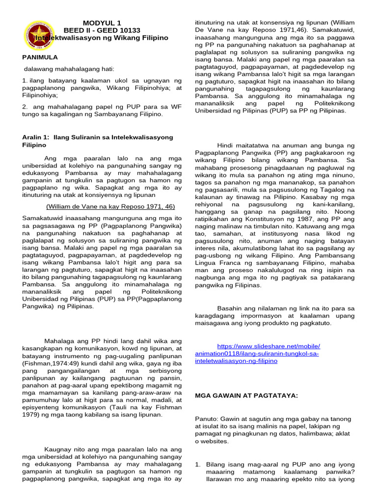 Beed Ii Inwf Geed 10123 Modyul 1 Pdf