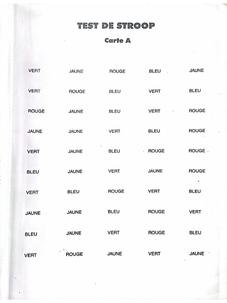  Test de Stroop Complet 