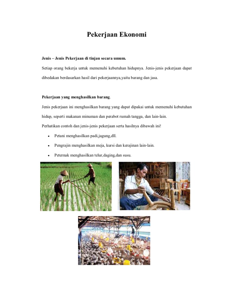 Jenis Pekerjaan Yang Menghasilkan Barang Dan Jasa Jenis Pekerjaan Yang Menghasilkan Barang Dan Jasa