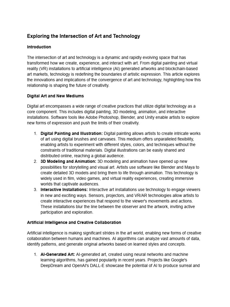 Exploring The Intersection of Art and Technology | PDF | Augmented ...