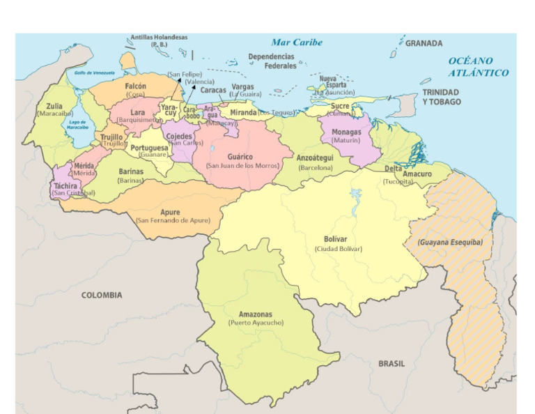 Mapa de Venezuela Con Sus Estados y Capitales | PDF
