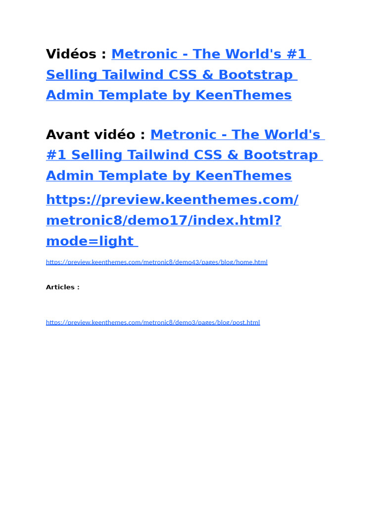 Vidéos Metronic - The World's #1 Selling Tailwind CSS & Bootstrap Admin ...