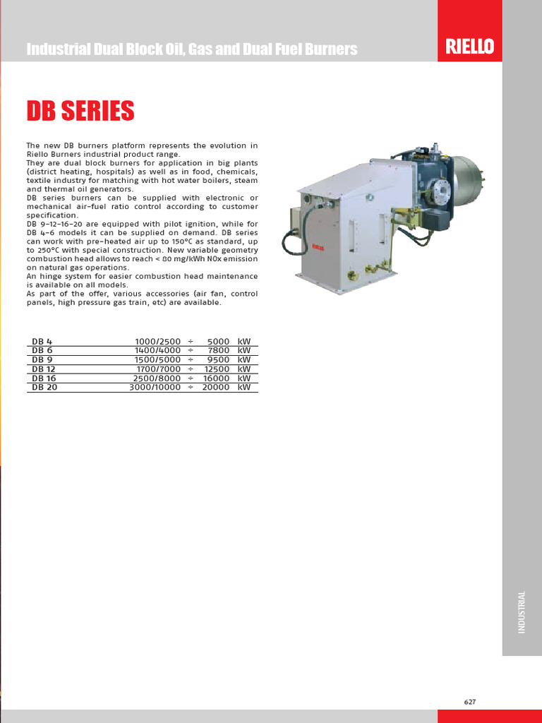 Riello DB Series Dual Block Burners | PDF | Combustion | Boiler