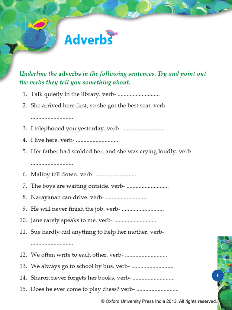 Identifying Adverbs in Sentences | PDF | Language Arts & Discipline ...