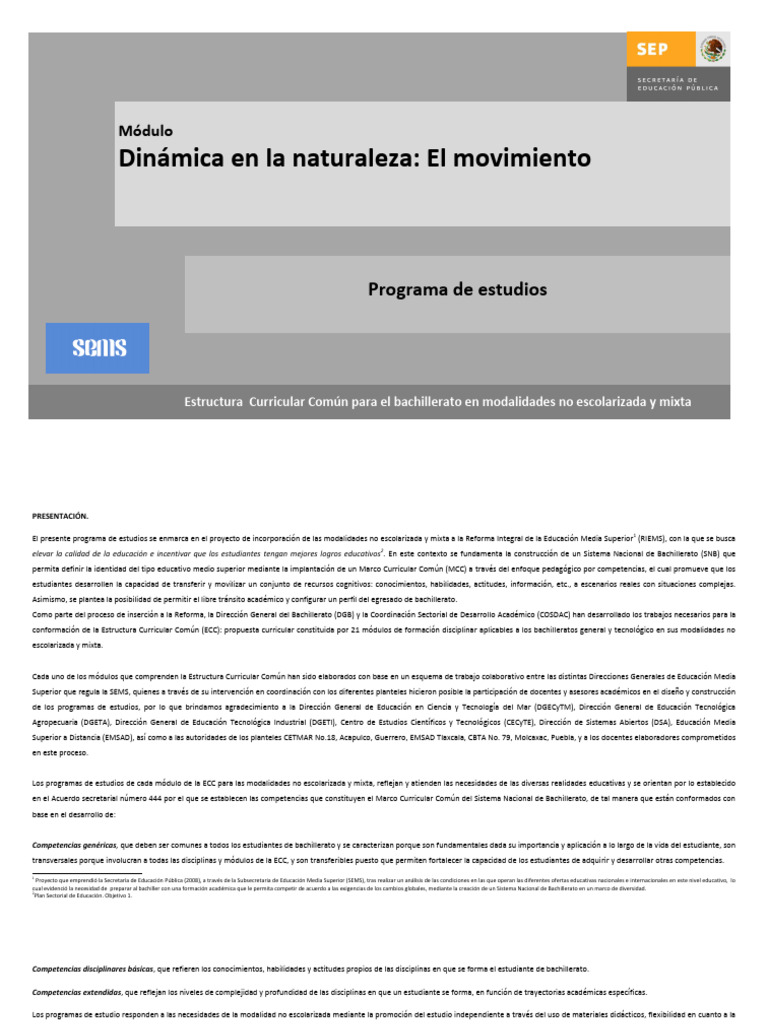 M-07 PE Dinámica en La Naturaleza - El Movimiento | PDF | Enseñanza de ...