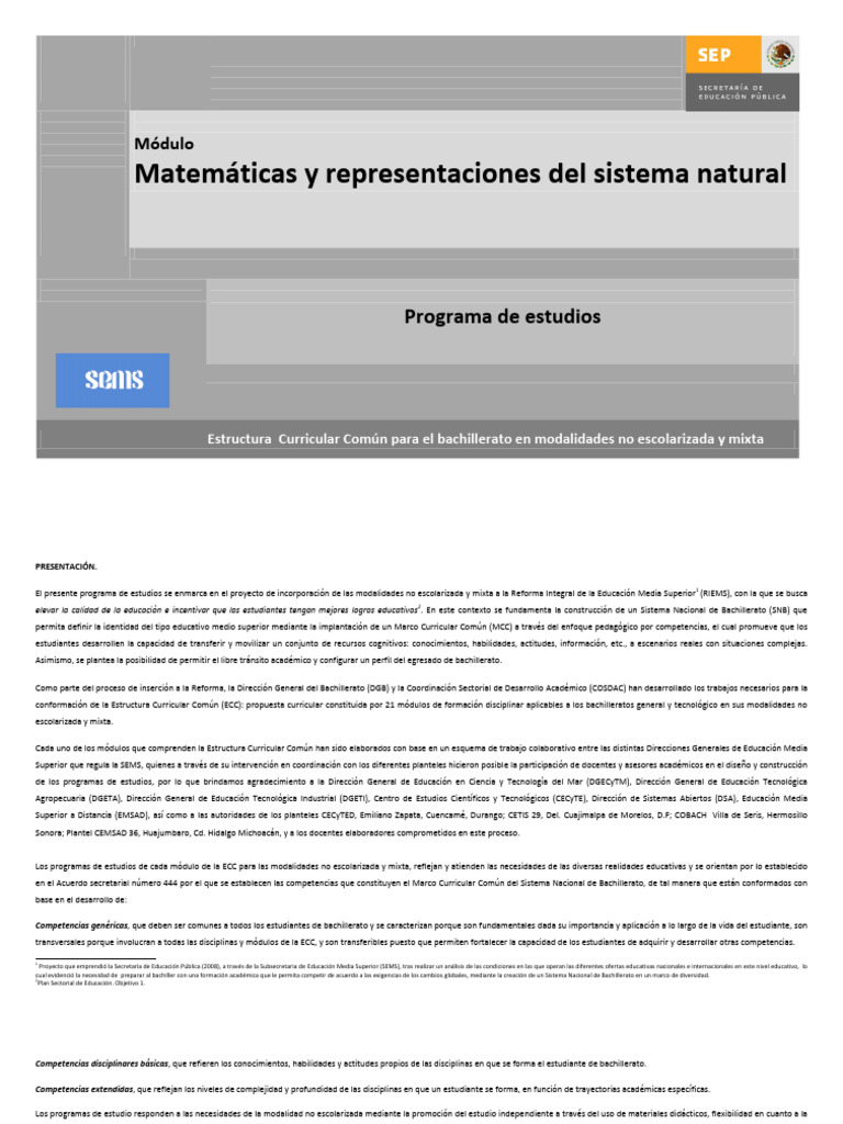 M-08 Matemáticas y representaciones del sistema natural | PDF ...