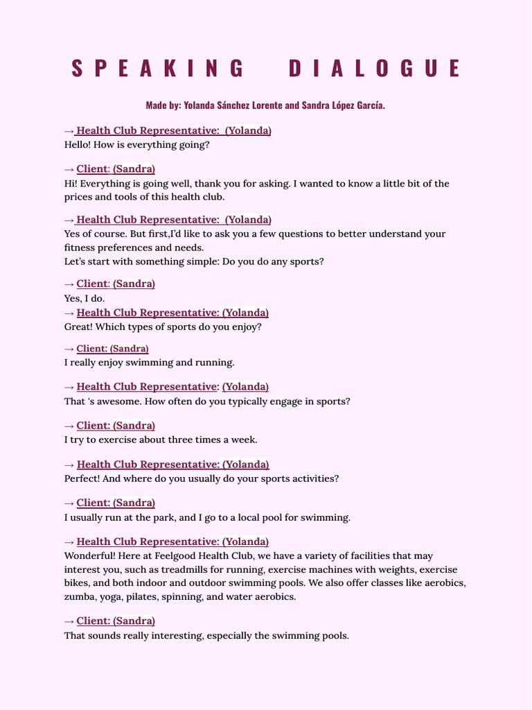 Speaking Dialogue | PDF