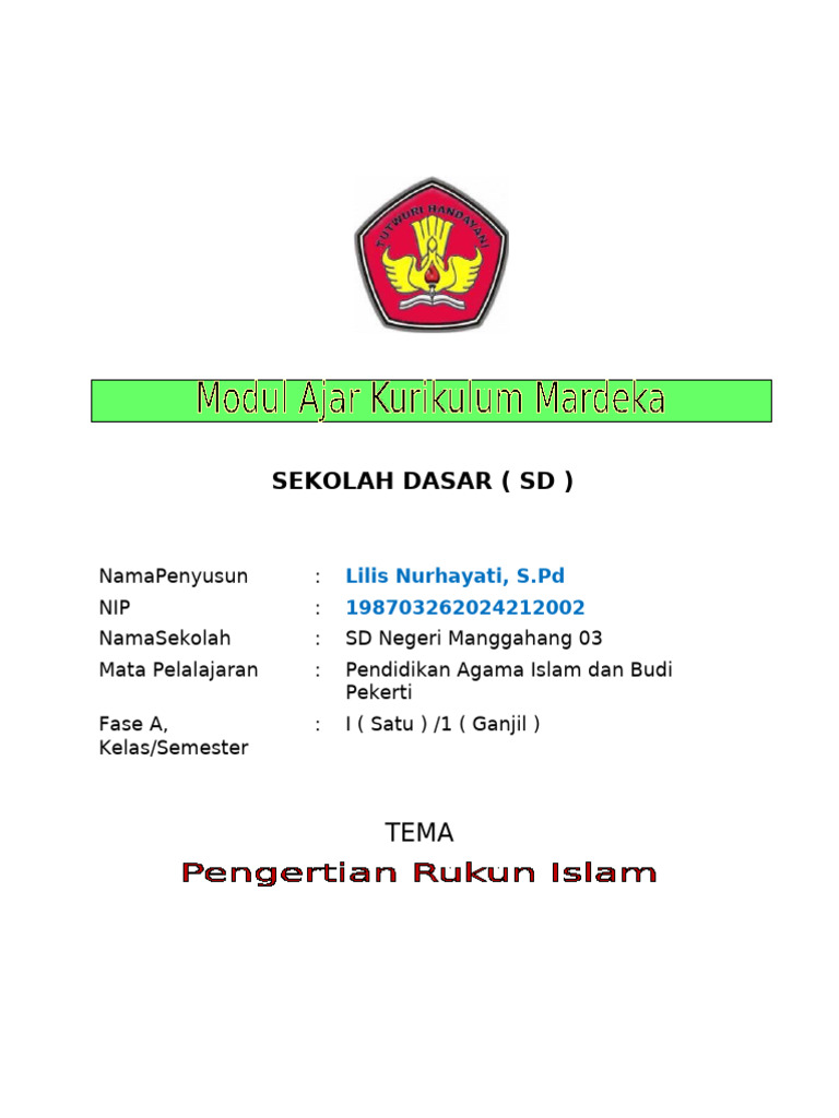 Materi Rukun Islam Kelas 1 SD | PDF | Sains & Matematika