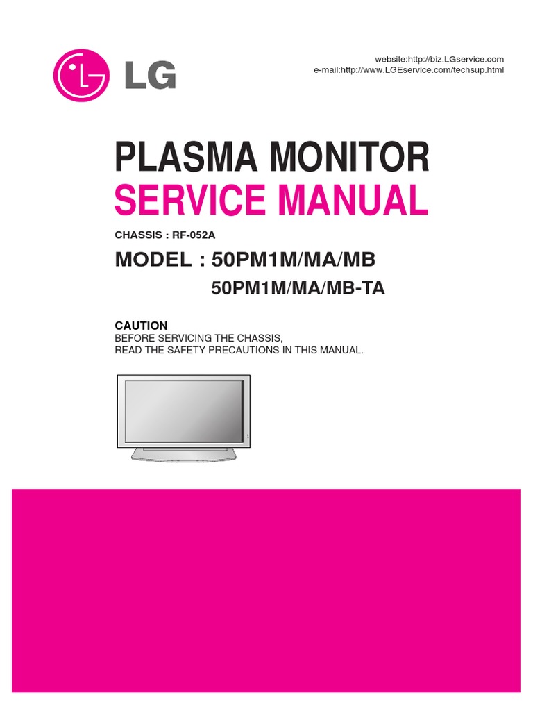 Service Manuals LG TV PLASMA 50PM1MA 50PM1MA Service Manual PDF