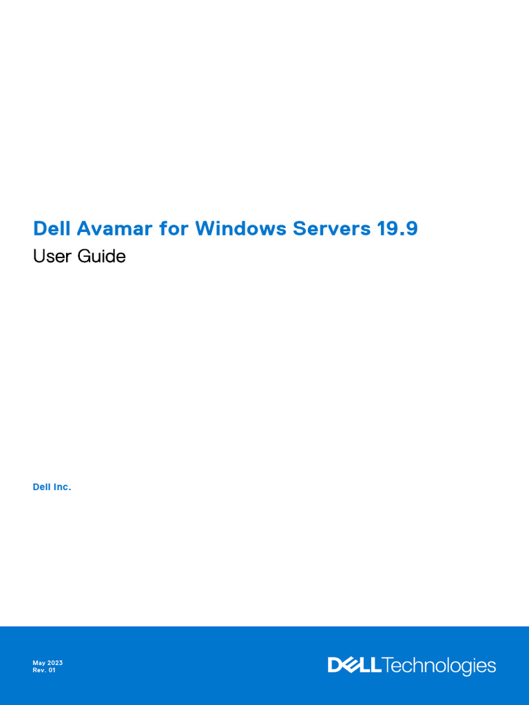 Dell Avamar User Guide for Windows 19.9 | PDF | Computer Cluster | File ...